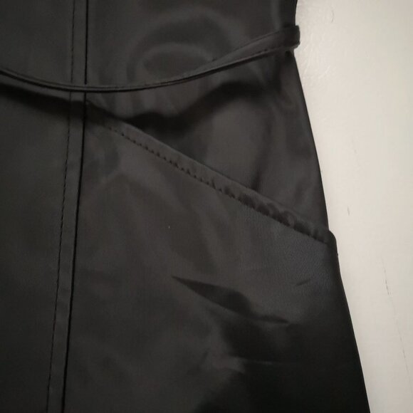 Rave Ladies Black Tie Front Straight Fit Shiny Overcoat/Raincoat - Picture 7 of 7